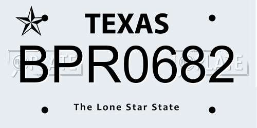 BPR0682 Texas License Plate