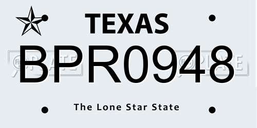 BPR0948 Texas License Plate