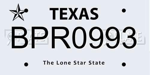BPR0993 Texas License Plate