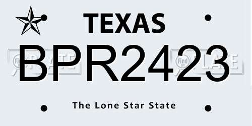 BPR2423 Texas License Plate