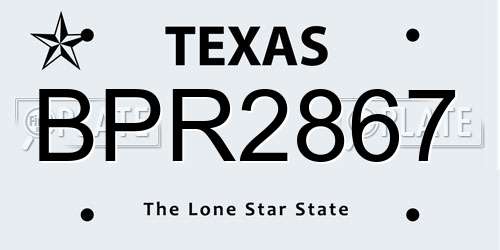BPR2867 Texas License Plate