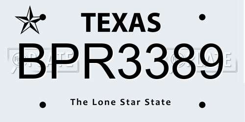 BPR3389 Texas License Plate