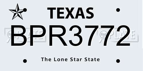 BPR3772 Texas License Plate