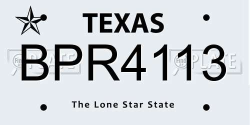 BPR4113 Texas License Plate