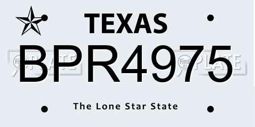 BPR4975 Texas License Plate