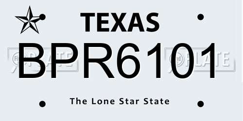 BPR6101 Texas License Plate