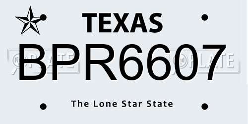 BPR6607 Texas License Plate