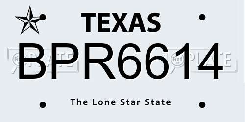 BPR6614 Texas License Plate