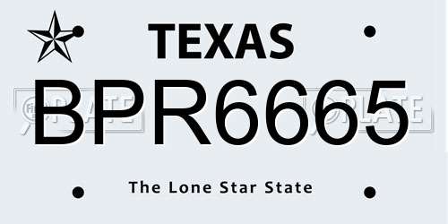 BPR6665 Texas License Plate