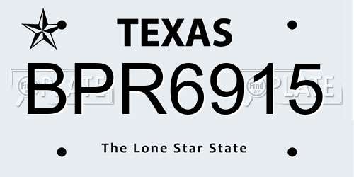 BPR6915 Texas License Plate