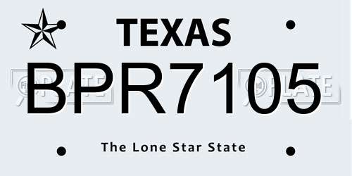 BPR7105 Texas License Plate
