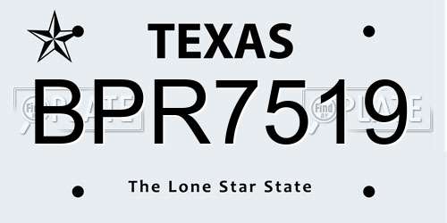 BPR7519 Texas License Plate