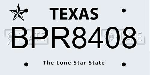 BPR8408 Texas License Plate