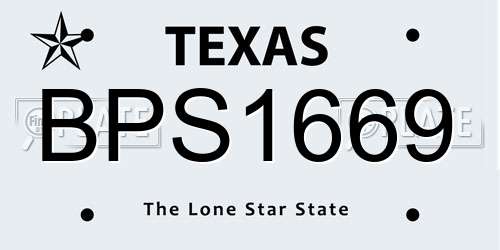 BPS1669 Texas License Plate