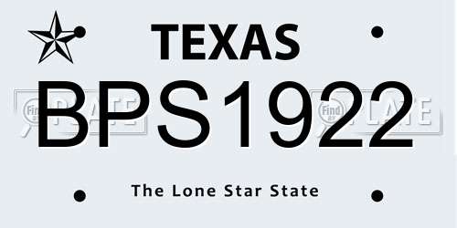 BPS1922 Texas License Plate