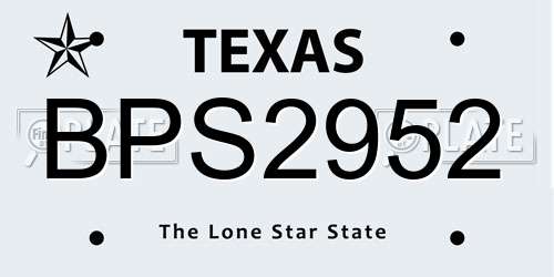 BPS2952 Texas License Plate