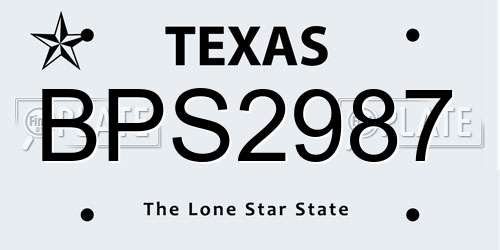 BPS2987 Texas License Plate