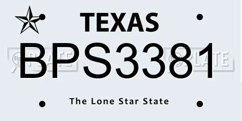 BPS3381 Texas License Plate