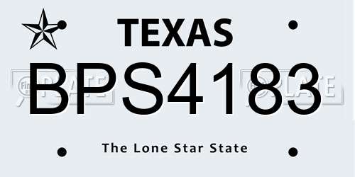 BPS4183 Texas License Plate