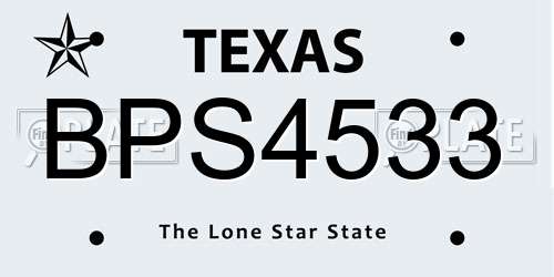 BPS4533 Texas License Plate
