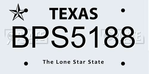 BPS5188 Texas License Plate