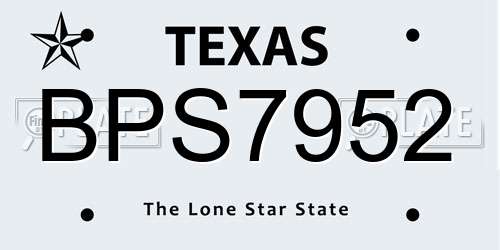 BPS7952 Texas License Plate