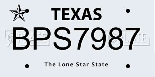 BPS7987 Texas License Plate