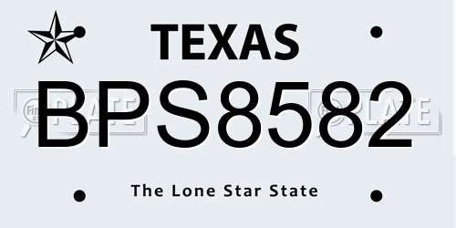 BPS8582 Texas License Plate