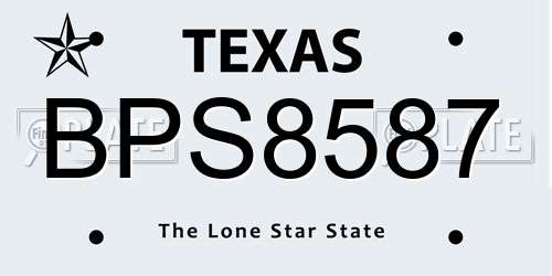 BPS8587 Texas License Plate
