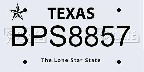 BPS8857 Texas License Plate
