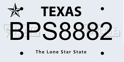 BPS8882 Texas License Plate