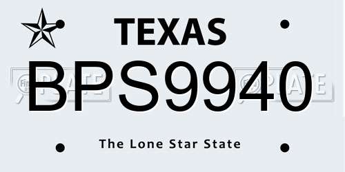 BPS9940 Texas License Plate