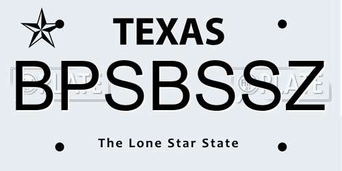 BPSBSSZ Texas License Plate