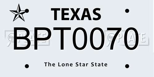 BPT0070 Texas License Plate