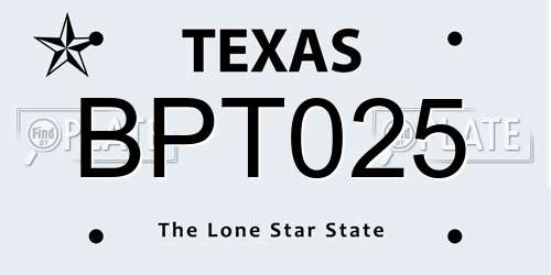 BPT025 Texas License Plate
