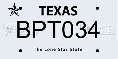 BPT034 Texas License Plate