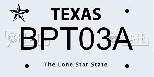 BPT03A Texas License Plate