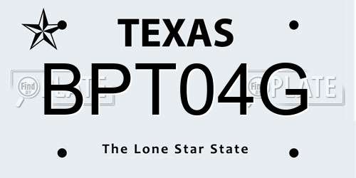 BPT04G Texas License Plate
