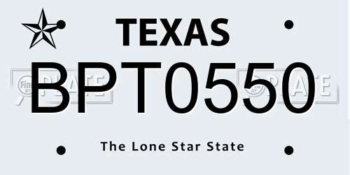 BPT0550 Texas License Plate