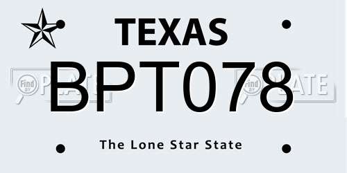 BPT078 Texas License Plate