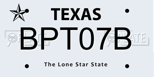BPT07B Texas License Plate