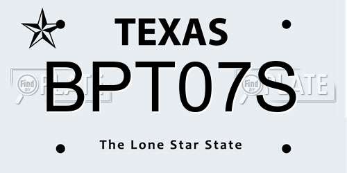 BPT07S Texas License Plate