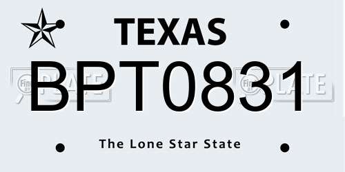 BPT0831 Texas License Plate