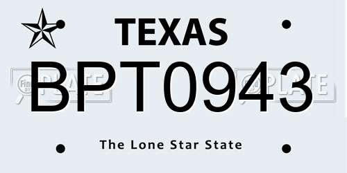 BPT0943 Texas License Plate