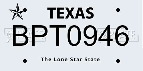 BPT0946 Texas License Plate