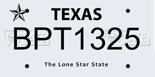 BPT1325 Texas License Plate