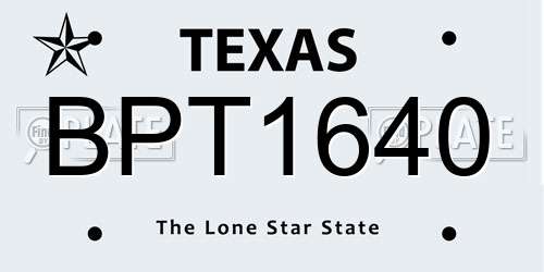 BPT1640 Texas License Plate