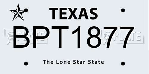 BPT1877 Texas License Plate