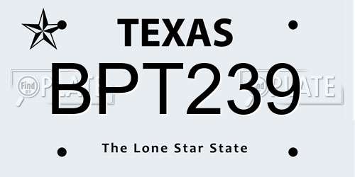 BPT239 Texas License Plate