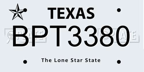 BPT3380 Texas License Plate